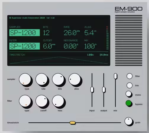 由Superlunar开发的数字采样器仿真插件 Superlunar EM-900 v1.0.0 Win/Mac