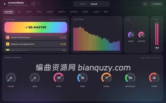 简化母带处理流程的 AI 辅助插件 Busy Works Beats AI Mastering 8 v8.0.0 U2B MacOS
