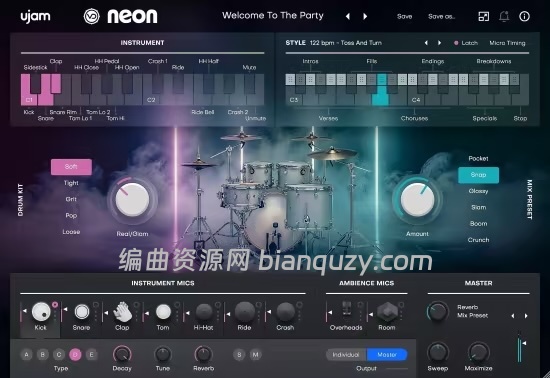 新迪斯科虚拟鼓手 UJAM Virtual Drummer NEON v2.5.0 WIN