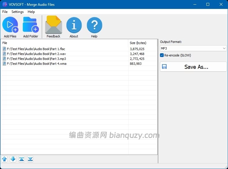 轻量级音频合并软件 VovSoft Merge Audio Files 1.3 WIN
